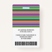 Badge ID photo de l'employé - rayures modernes, logo, co (Dos)