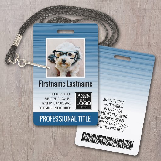 Badge ID photo de l'employé - rayures modernes, logo, co
