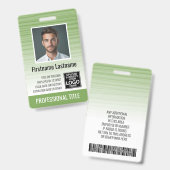 Badge ID photo de l'employé - rayures modernes, logo, co (Avant & arrière)