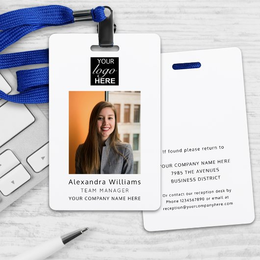 Badge ID photo de l'employé Sécurité de la société