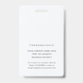 Badge ID photo de l'employé Sécurité du logo de la socié (Arrière)