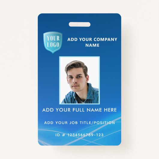 Badge ID photo de l'employé vertical avec logo (Devant)