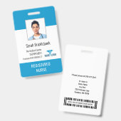 Badge ID photo de l'infirmière du centre Médicale (Front & Back)