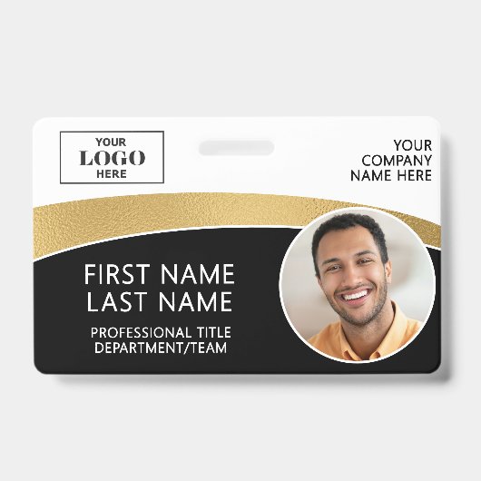 Badge ID Photo de Logo Moderne Code-Barres Nom de l'Empl (Avant)