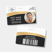 Badge ID Photo de Logo Moderne Code-Barres Nom de l'Empl (Avant & arrière)