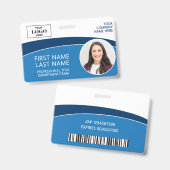 Badge ID Photo de Logo Moderne Code-Barres Nom de l'Empl (Avant & arrière)