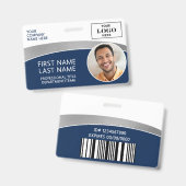 Badge ID Photo de Logo Moderne Code-Barres Nom de l'Empl (Avant & arrière)
