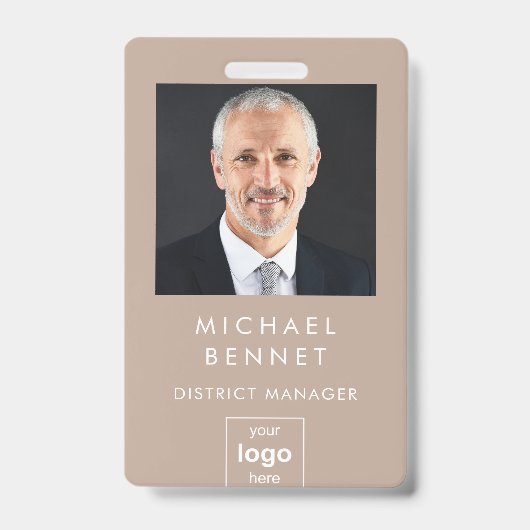 Badge ID photo d'entreprise moderne Brown (Front)
