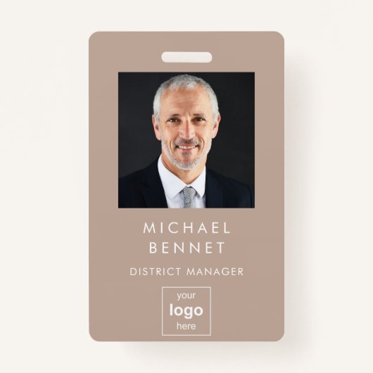Badge ID photo d'entreprise moderne Brown (Devant)