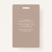 Badge ID photo d'entreprise moderne Brown (Dos)