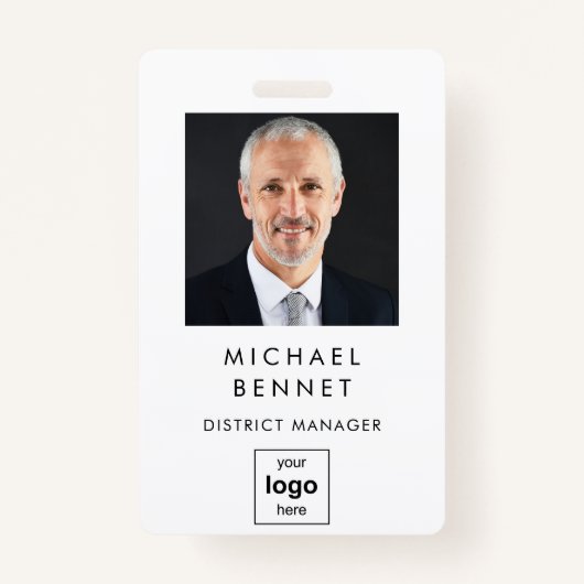Badge ID photo d'entreprise simple moderne (Devant)