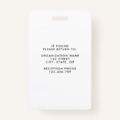 Badge ID photo d'entreprise simple moderne (Dos)