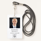Badge ID photo d'entreprise simple moderne (Devant avec lanière)
