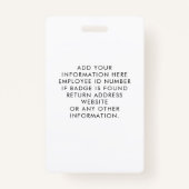 Badge ID photo du concepteur du paysage (Dos)