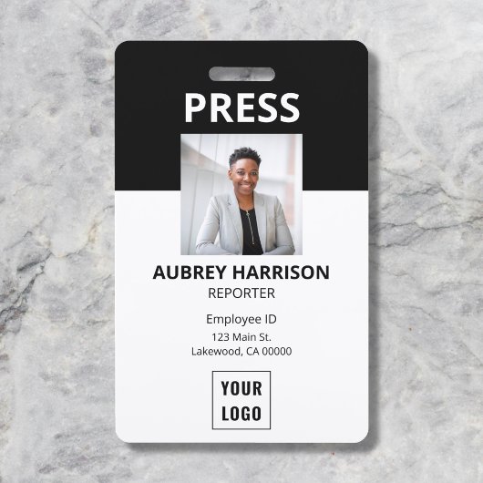 Badge ID photo du logo de la presse