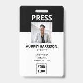 Badge ID photo du logo de la presse (Face)