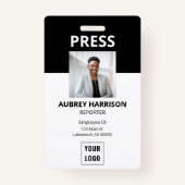 Badge ID photo du logo de la presse (Devant)