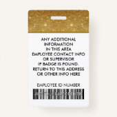 Badge ID photo du personnel Logo Code barre 14K Parties (Dos)