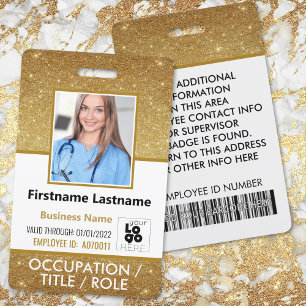 Badge ID photo du personnel Logo Code barre 14K Parties 