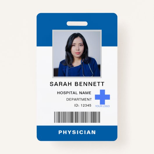 Badge ID photo du personnel Médicale | Logo de l'employé (Devant)