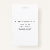 Badge ID photo du personnel Médicale | Logo de l'employé (Dos)