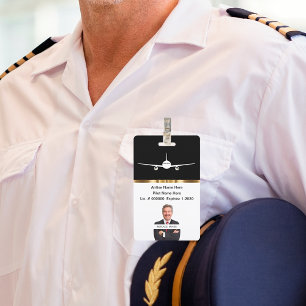 Badge ID photo du pilote de ligne privé classique