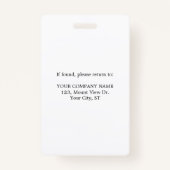 Badge ID photo du thérapeute à domicile (Dos)