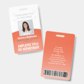 Badge ID photo employé Code à barres Votre logo Courbe o (Front & Back)