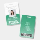 Badge ID photo employé Code à barres Votre logo Courbe v (Recto et verso)