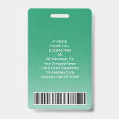 Badge ID photo employé Code à barres Votre logo Courbe v (Dos)