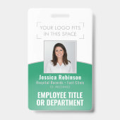 Badge ID photo employé Code à barres Votre logo Courbe v (Face)