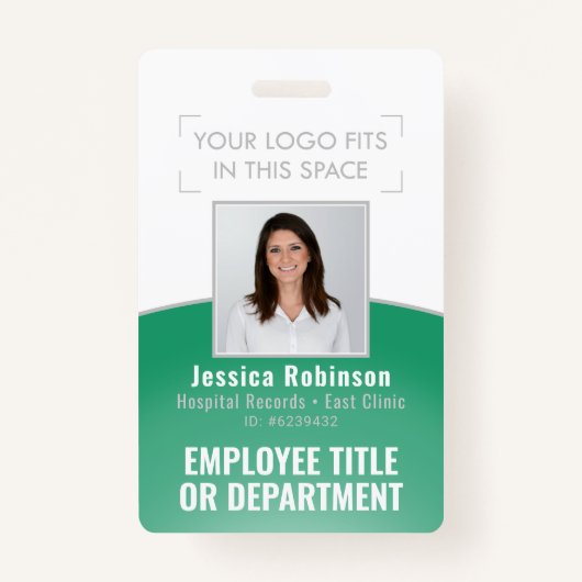 Badge ID photo employé Code à barres Votre logo Courbe v (Devant)