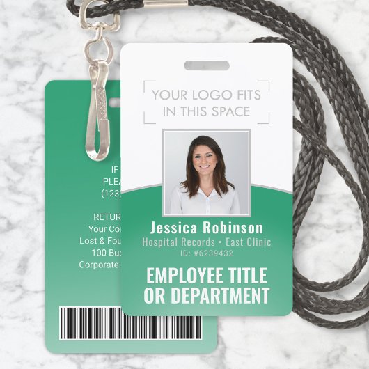 Badge ID photo employé Code à barres Votre logo Courbe v