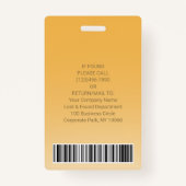 Badge ID photo employé Code-barre Votre logo Courbe jaun (Dos)