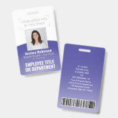 Badge ID photo employé Code-barre Votre logo Courbe viol (Front & Back)