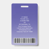 Badge ID photo employé Code-barre Votre logo Courbe viol (Back)