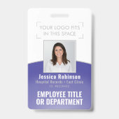 Badge ID photo employé Code-barre Votre logo Courbe viol (Front)