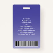 Badge ID photo employé Code-barre Votre logo Courbe viol (Dos)