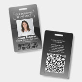 Badge ID photo employé Code QR Votre logo Arc noir Badg (Avant & arrière)