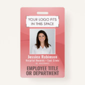 Badge ID photo employé Code QR Votre logo Arc rose (Devant)