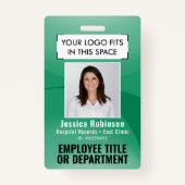 Badge ID photo employé Code QR Votre logo Arc vert (Devant)