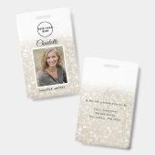 Badge ID photo employé de la Parties scintillant Silver- (Avant & arrière)