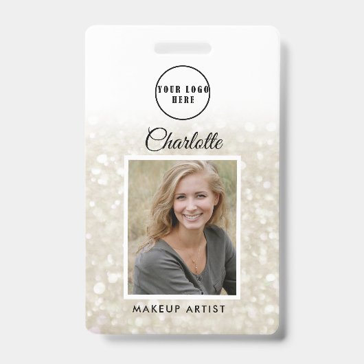 Badge ID photo employé de la Parties scintillant Silver- (Avant)