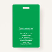 Badge ID photo employé de l'entrée de logo vert gras (Dos)