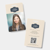 Badge ID photo employé de l'entreprise avec code QR pers (Avant & arrière)