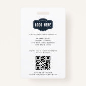 Badge ID photo employé de l'entreprise avec code QR pers (Dos)
