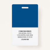 Badge ID photo Employé Médicale personnalisé (Dos)