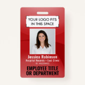 Badge ID photo employé QR Code à barres Votre logo Arc r (Devant)