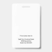 Badge ID photo employé simple (Arrière)