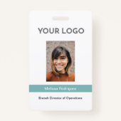 Badge ID photo employé Turquoise de l'entreprise (Devant)